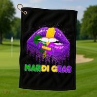 Mardi Gras Sparkle Lips Golf Towel thumb 1