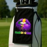 Mardi Gras Sparkle Lips Golf Towel thumb 2