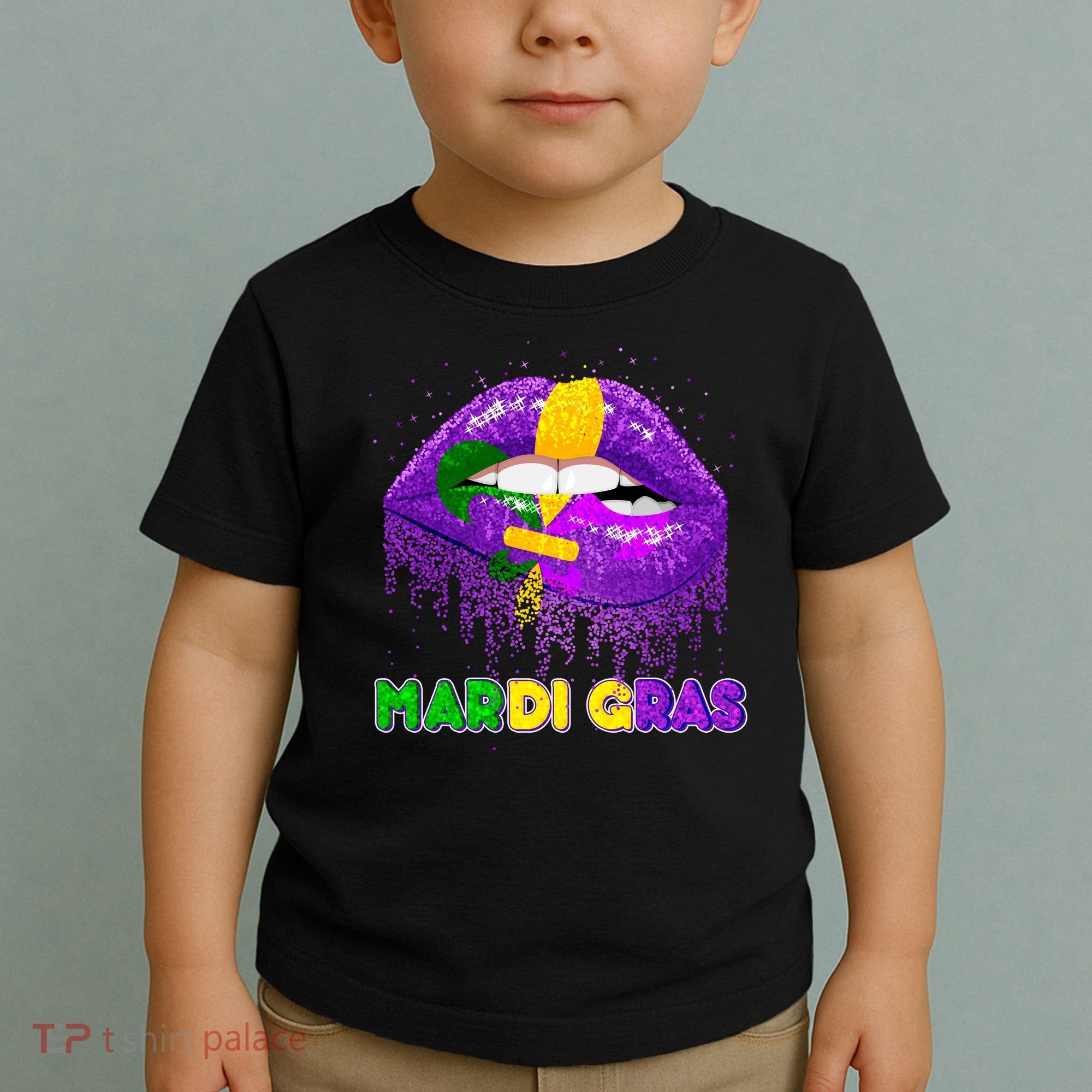 Mardi Gras Sparkle Lips Toddler T-Shirt