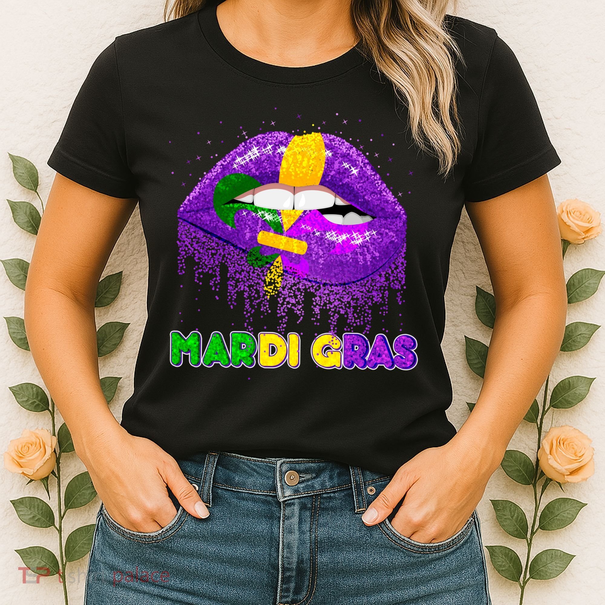 Mardi Gras Sparkle Lips Women's T-Shirt