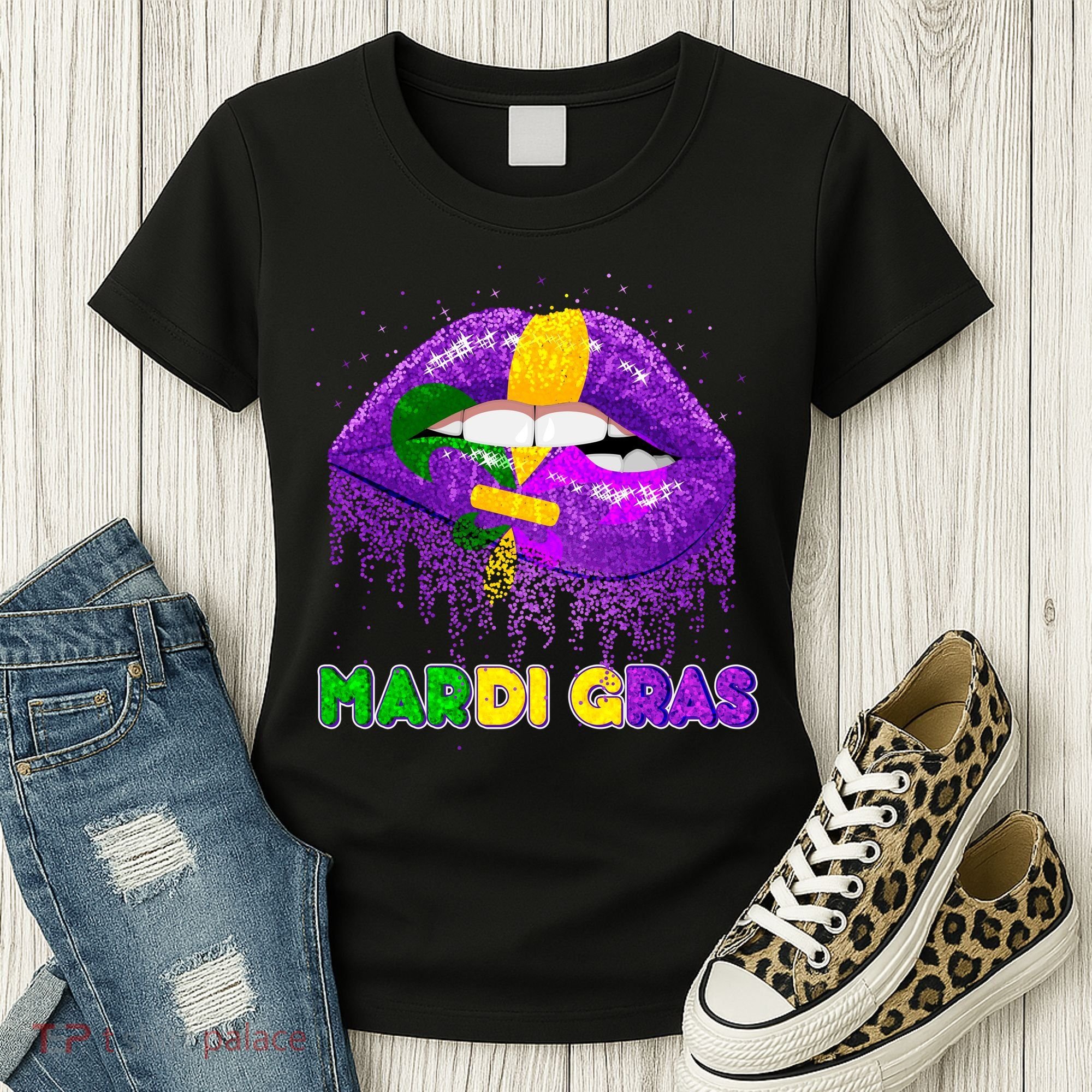 Mardi Gras Sparkle Lips Women's T-Shirt