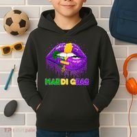 Mardi Gras Sparkle Lips Kids Hoodie thumb 2