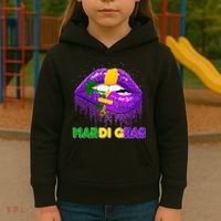 Mardi Gras Sparkle Lips Kids Hoodie thumb 3