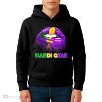 Mardi Gras Sparkle Lips Kids Hoodie thumb 4
