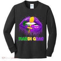 Mardi Gras Sparkle Lips Kids Long Sleeve Shirt thumb 0