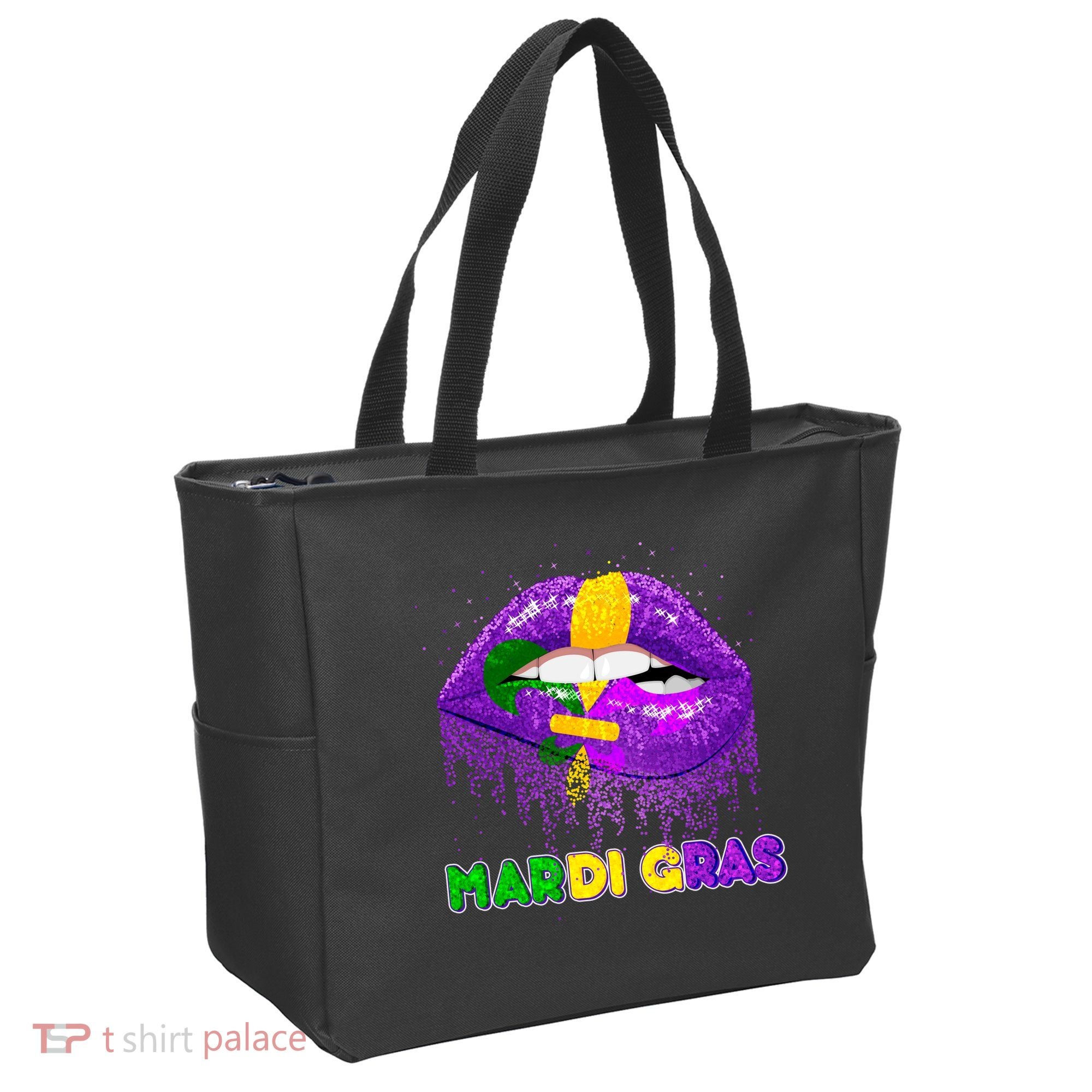 Mardi Gras Sparkle Lips Tote Bag