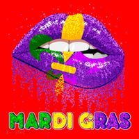 Mardi Gras Sparkle Lips Santa Hat thumb 1
