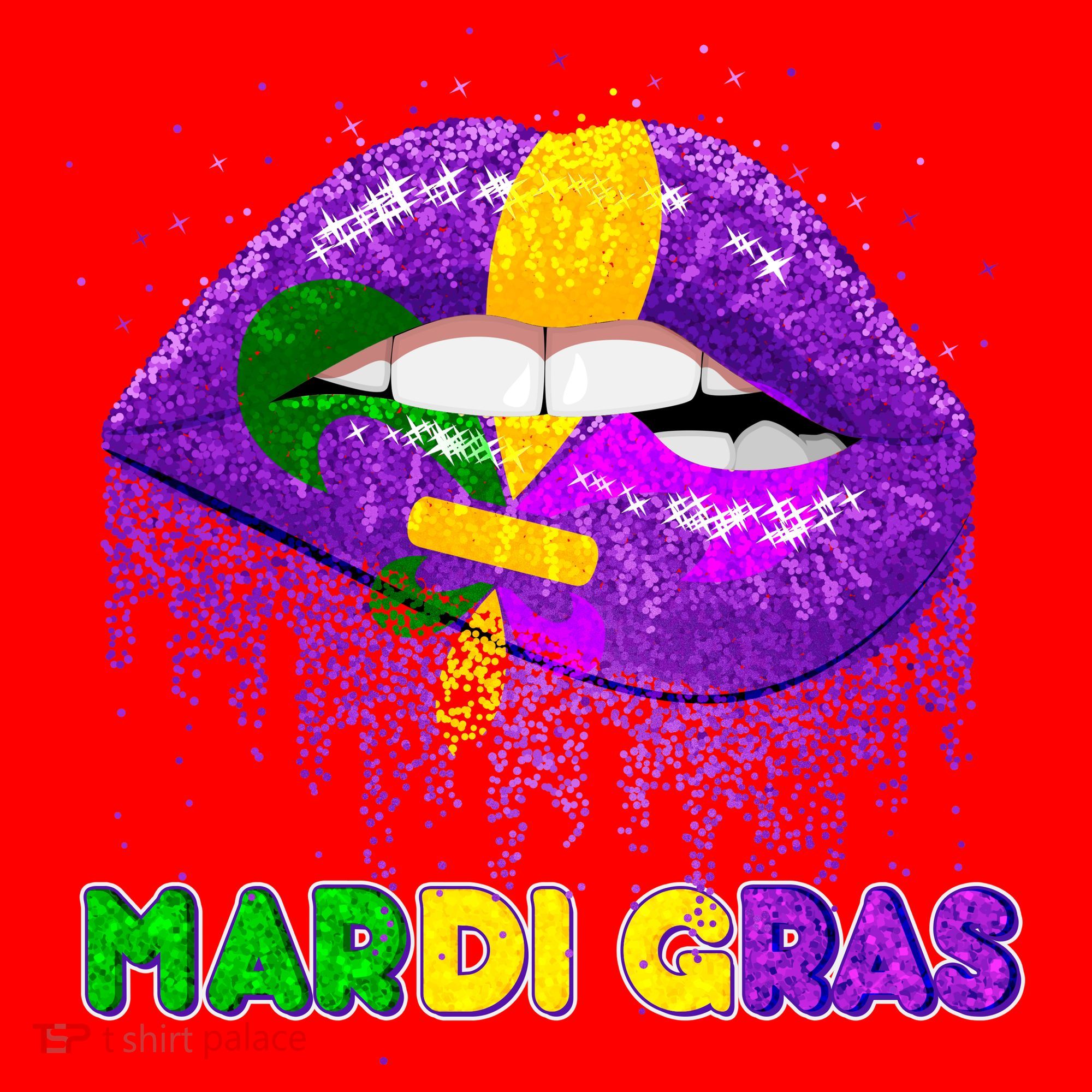 Mardi Gras Sparkle Lips Santa Hat