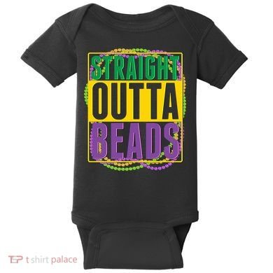 Mardi Gras Straight Outta Beads  Baby Bodysuit
