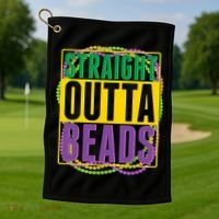 Mardi Gras Straight Outta Beads  Golf Towel thumb 1