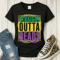 Mardi Gras Straight Outta Beads  Women's T-Shirt thumb 3