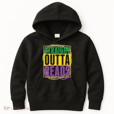 Mardi Gras Straight Outta Beads  Kids Hoodie