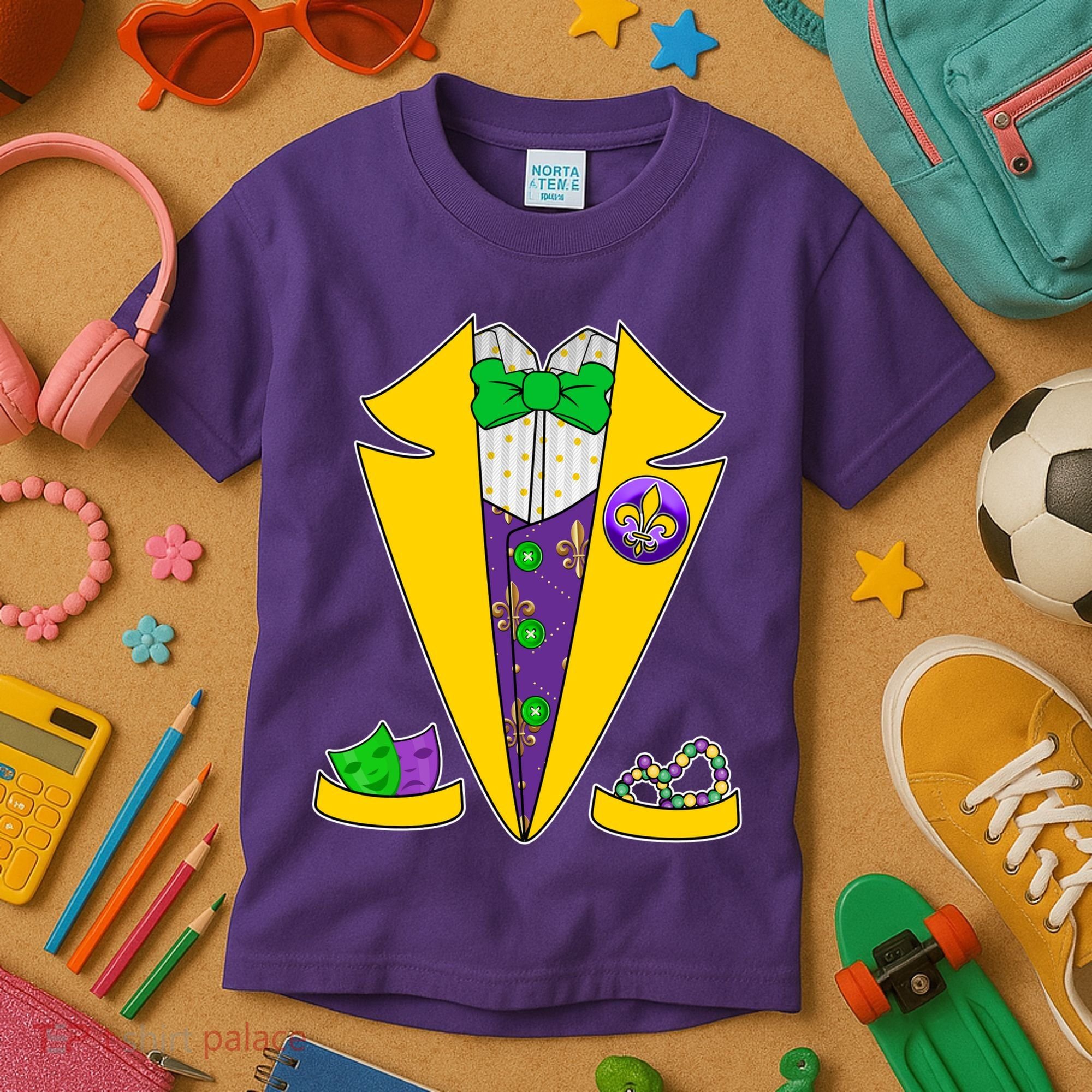 Mardi Gras Tuxedo Kids T-Shirt