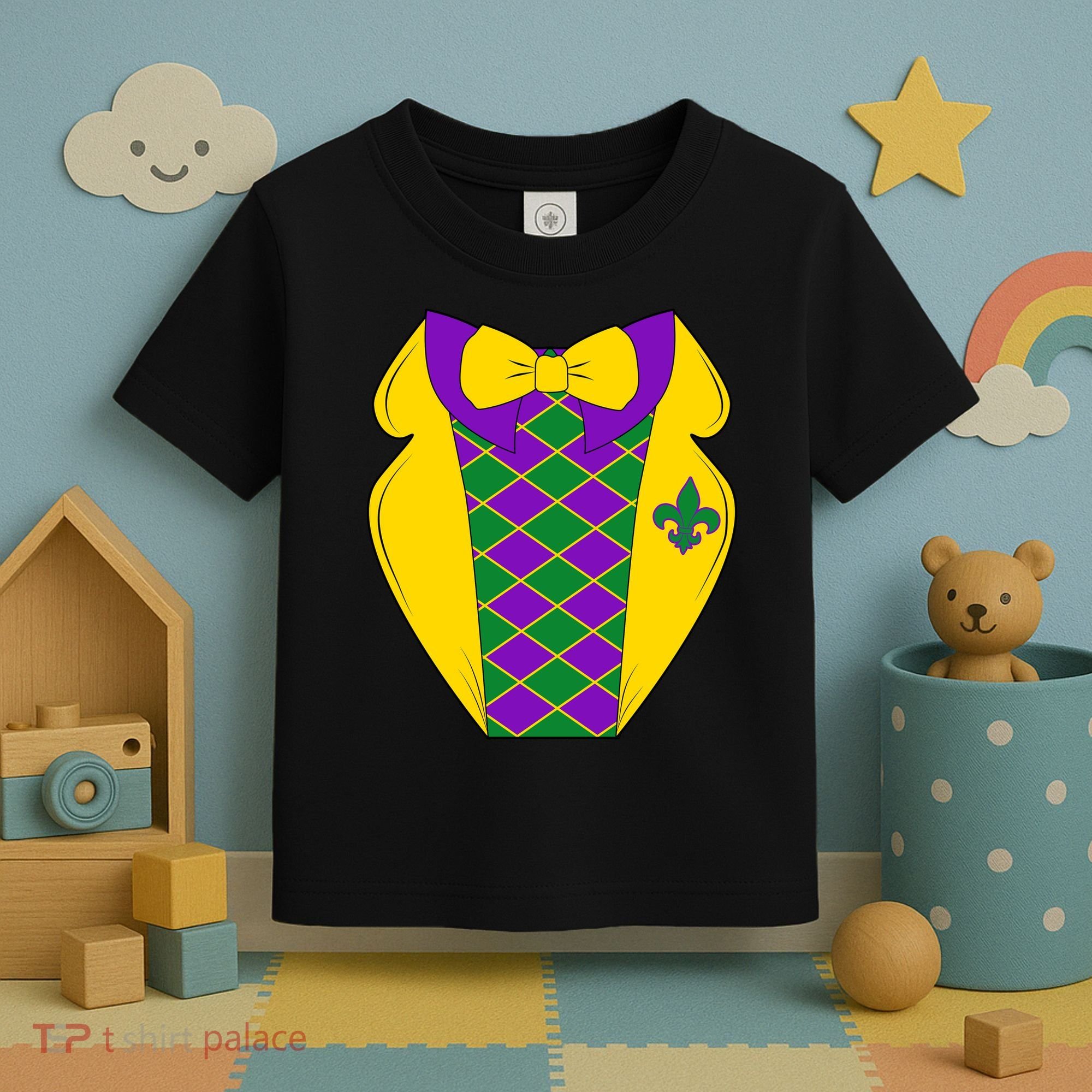 Mardi Gras Tuxedo Party Tux Toddler T-Shirt