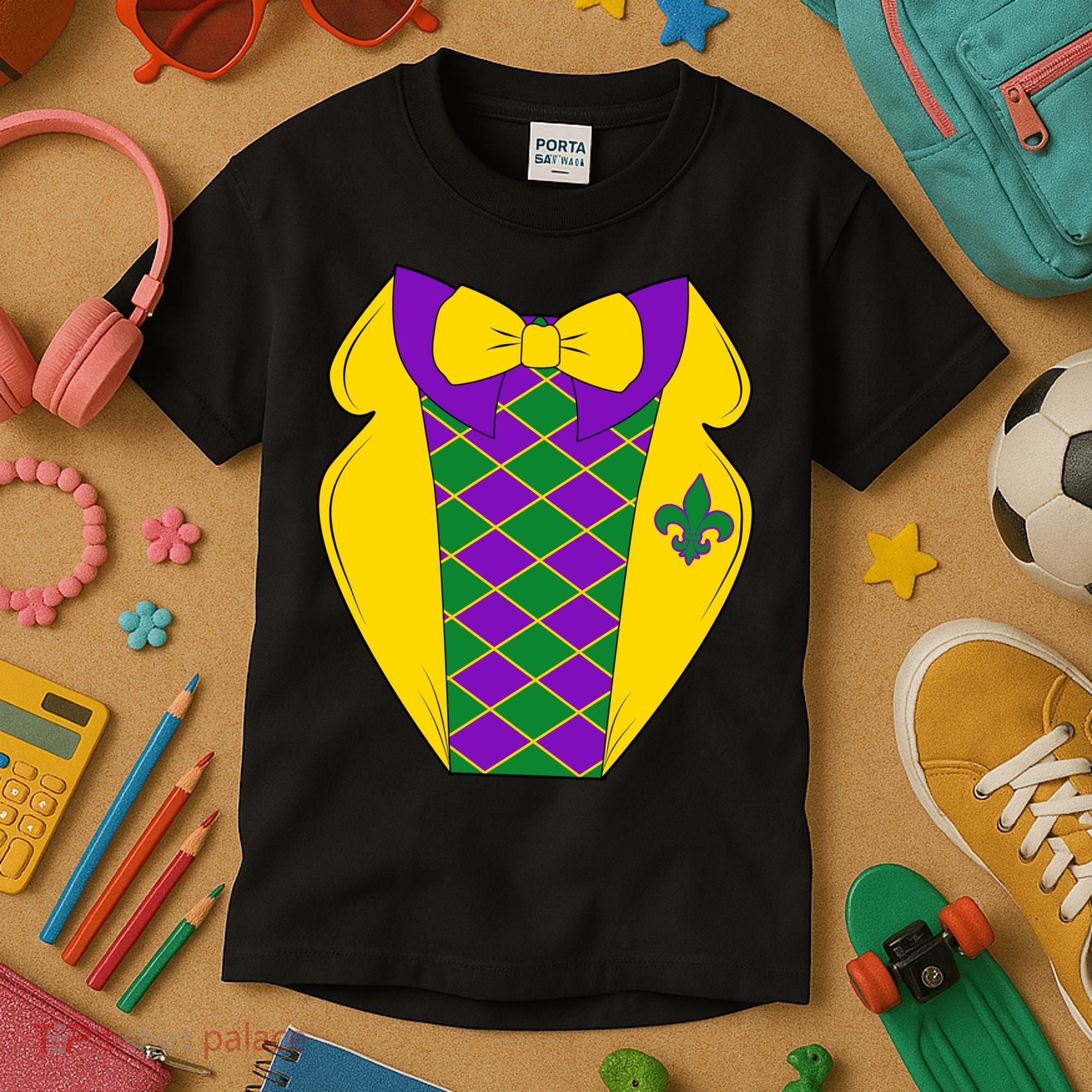 Mardi Gras Tuxedo Party Tux Kids T-Shirt