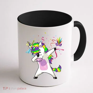Mardi Gras Unicorn Celebration Coffee Mug back