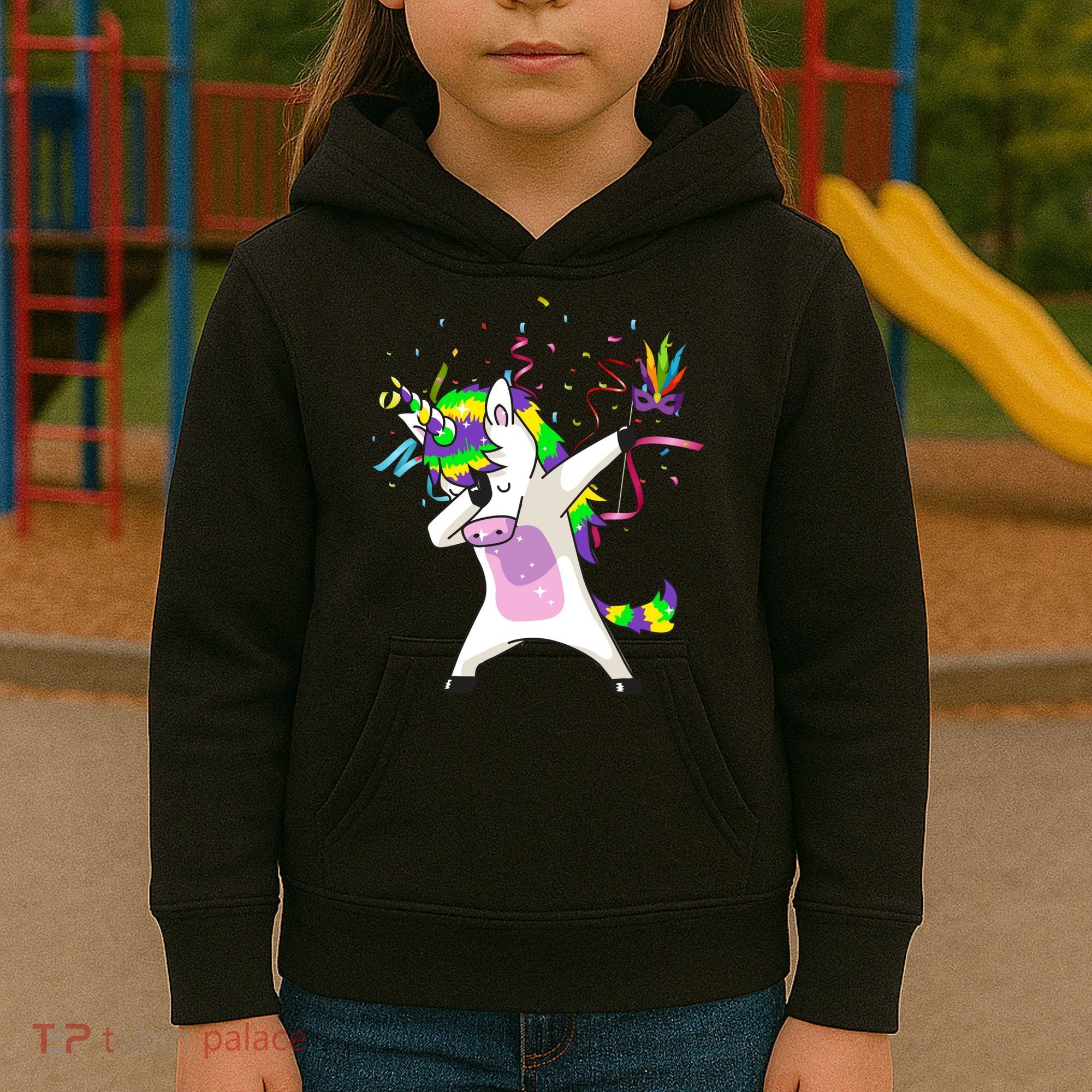 Mardi Gras Unicorn Celebration Kids Hoodie