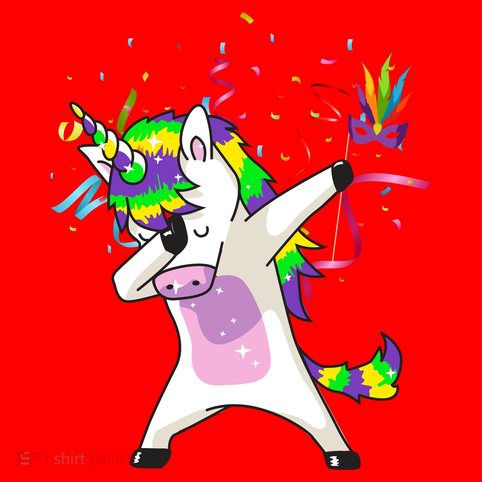 Mardi Gras Unicorn Celebration Santa Hat