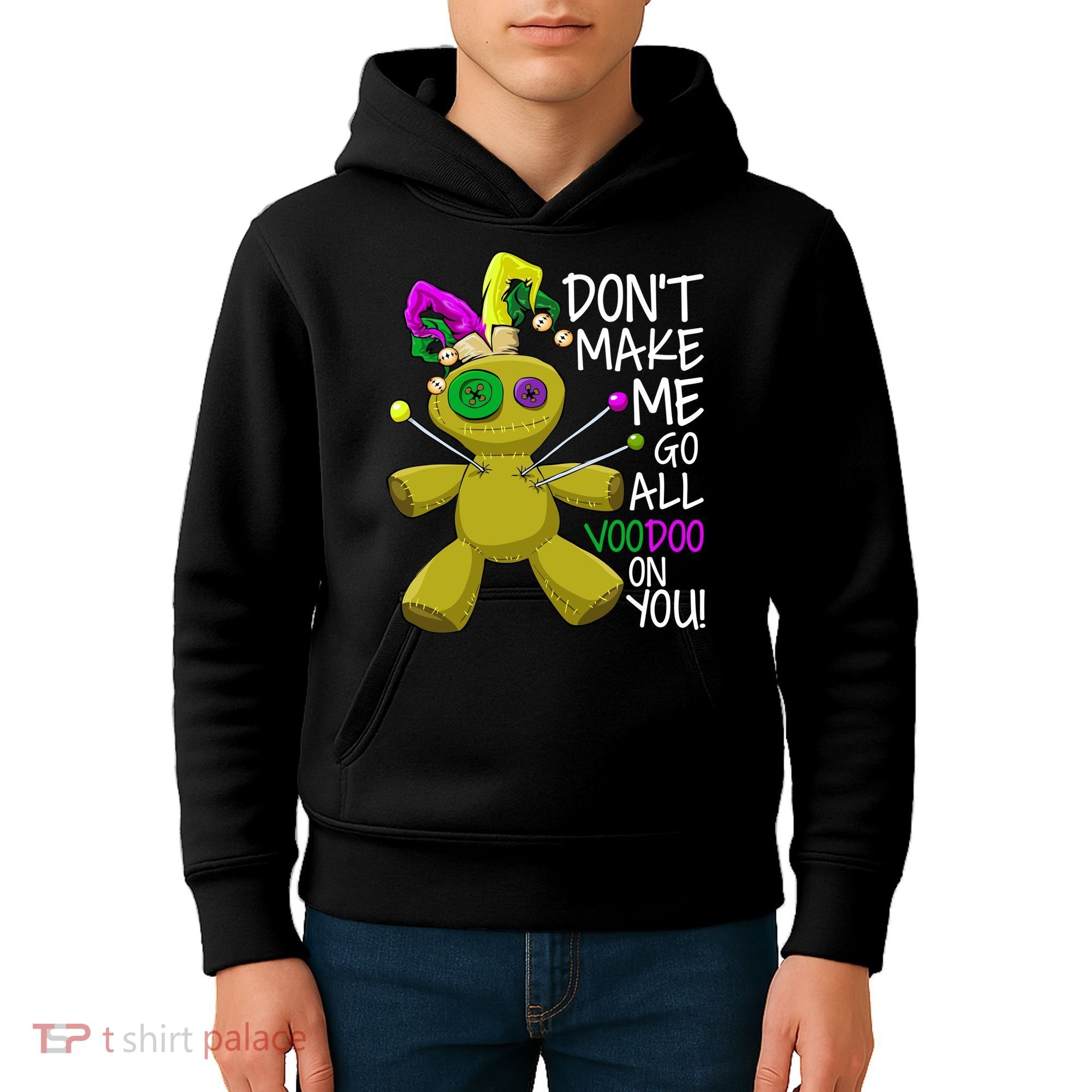 Mardi Gras Voodoo Doll Kids Hoodie