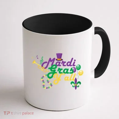 Mardi Gras Y'all Coffee Mug back