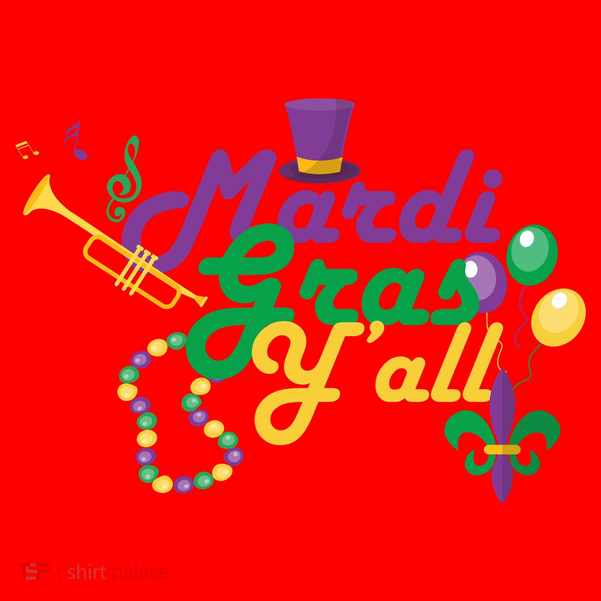 Mardi Gras Y'all Santa Hat