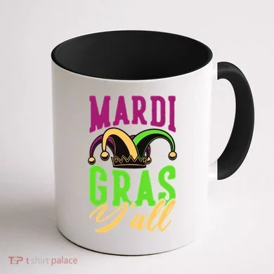 Mardi Gras Y'all Cute Coffee Mug back