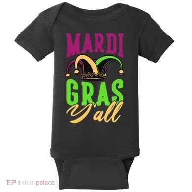 Mardi Gras Y'all Cute Baby Bodysuit