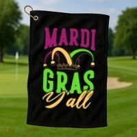 Mardi Gras Y'all Cute Golf Towel thumb 1