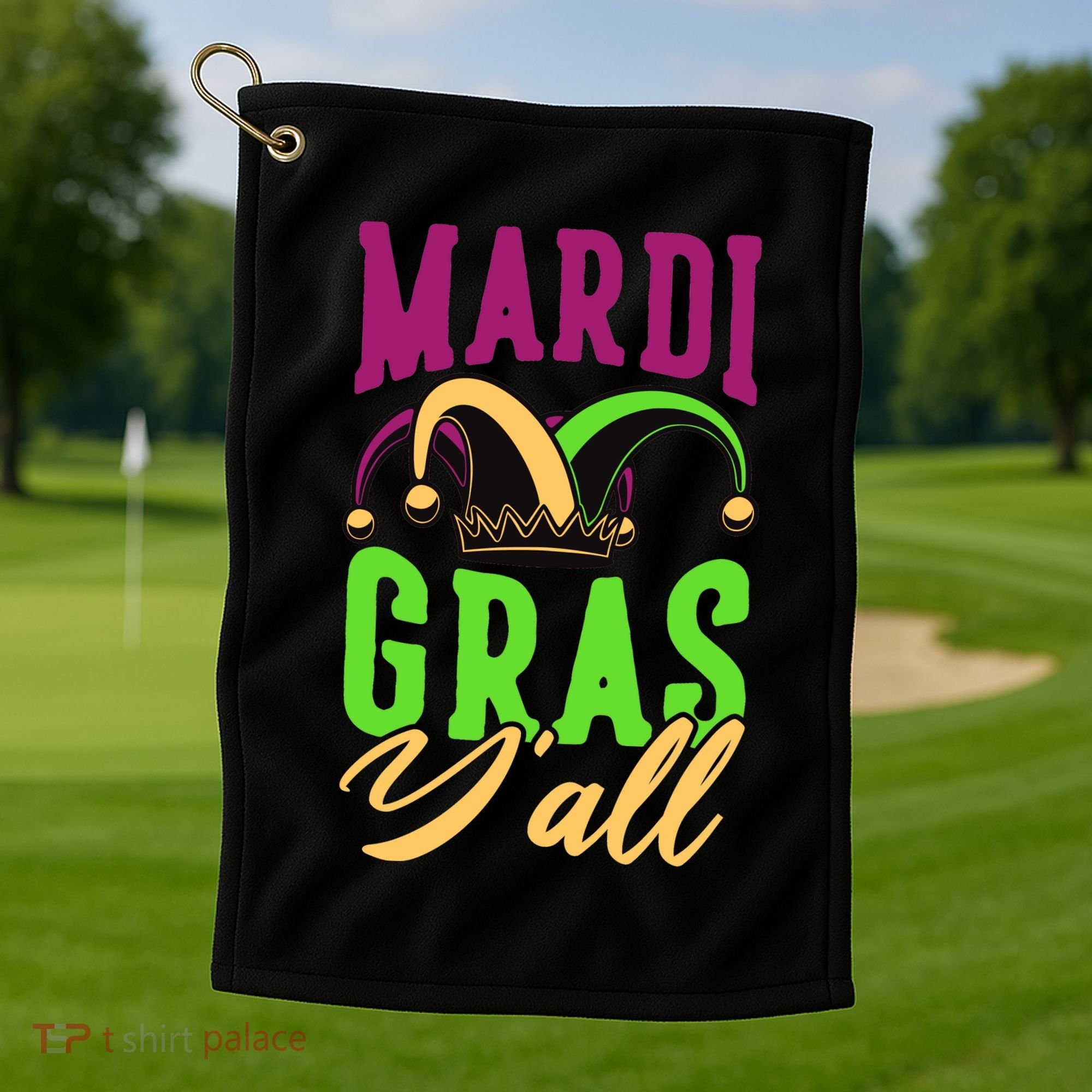 Mardi Gras Y'all Cute Golf Towel