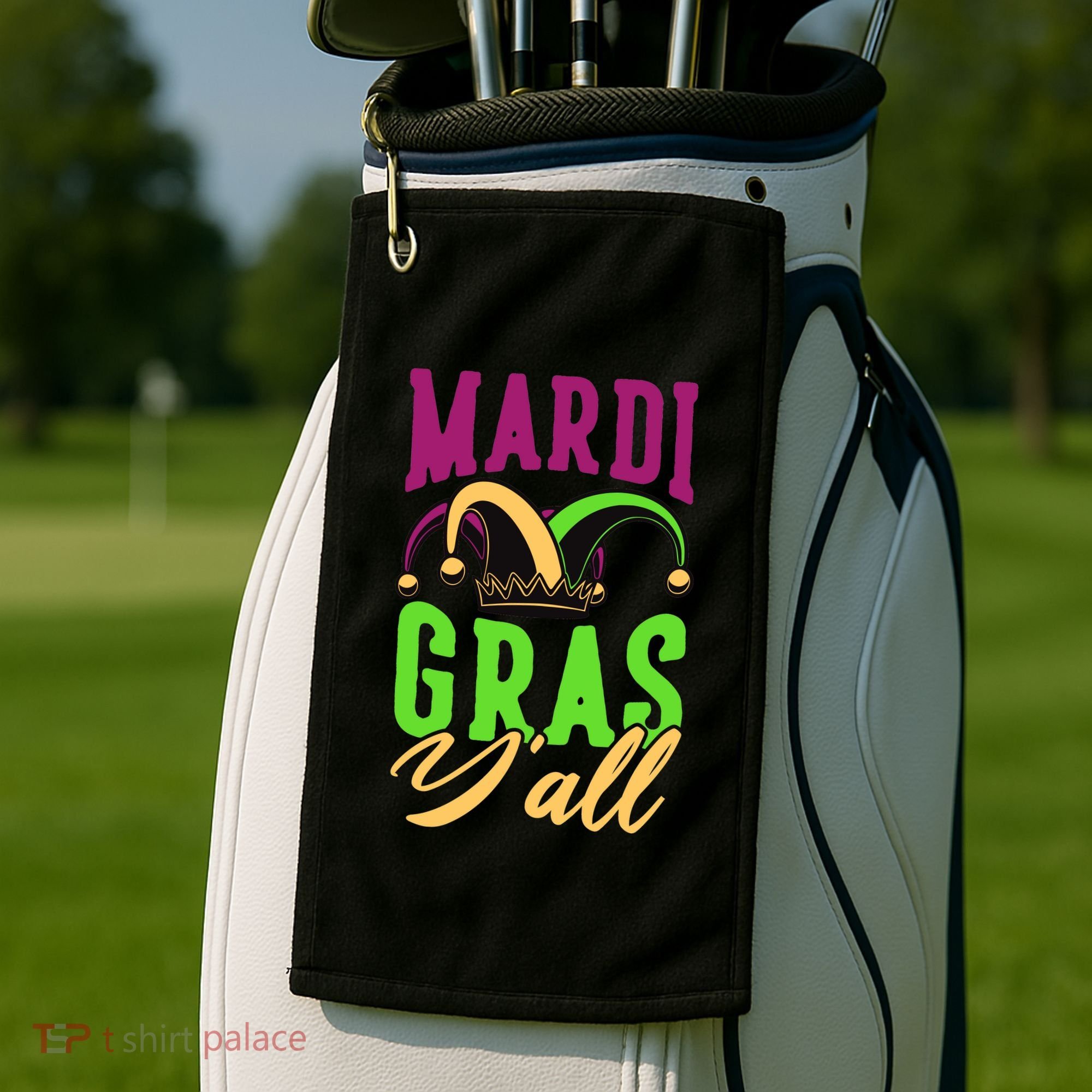 Mardi Gras Y'all Cute Golf Towel