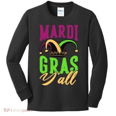 Mardi Gras Y'all Cute Kids Long Sleeve Shirt