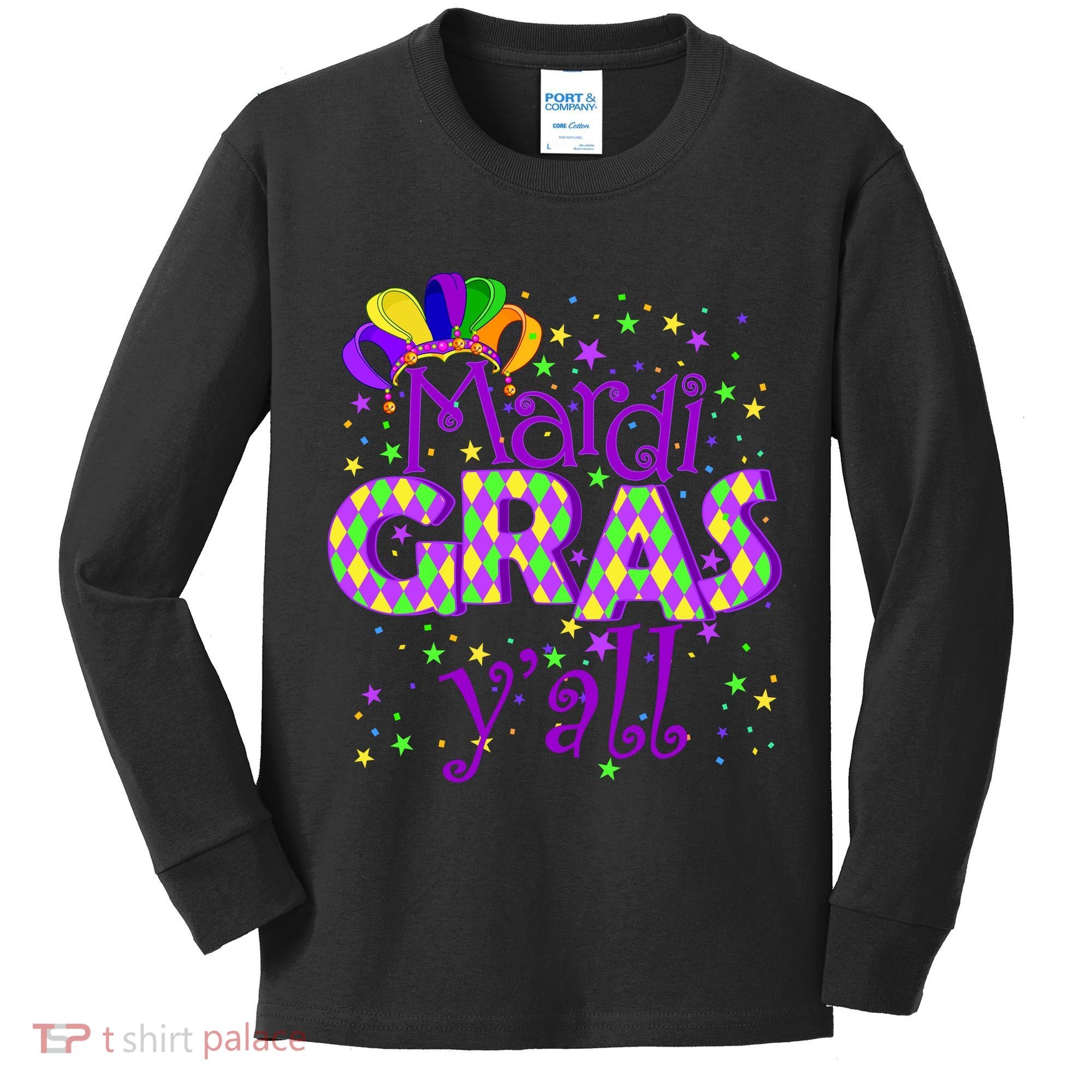 Mardi Gras Y'all New Orleans Party Kids Long Sleeve Shirt
