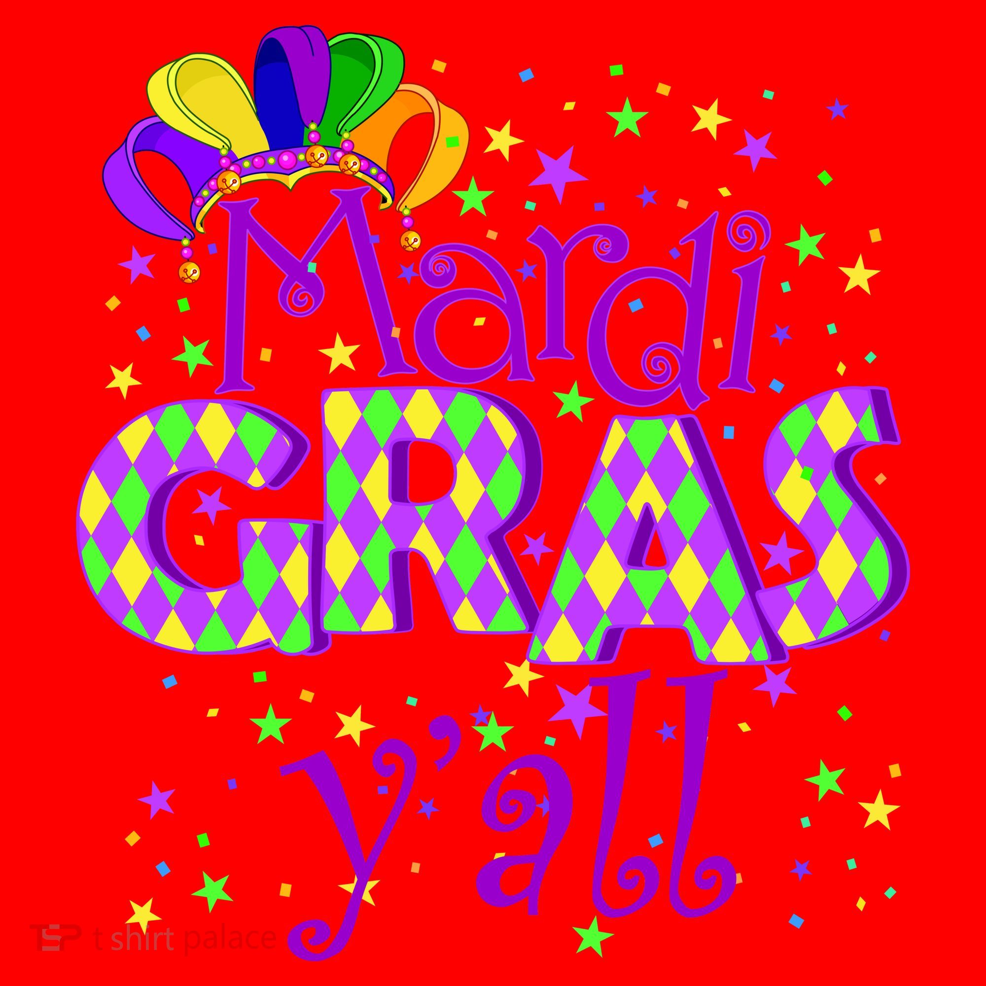 Mardi Gras Y'all New Orleans Party Santa Hat