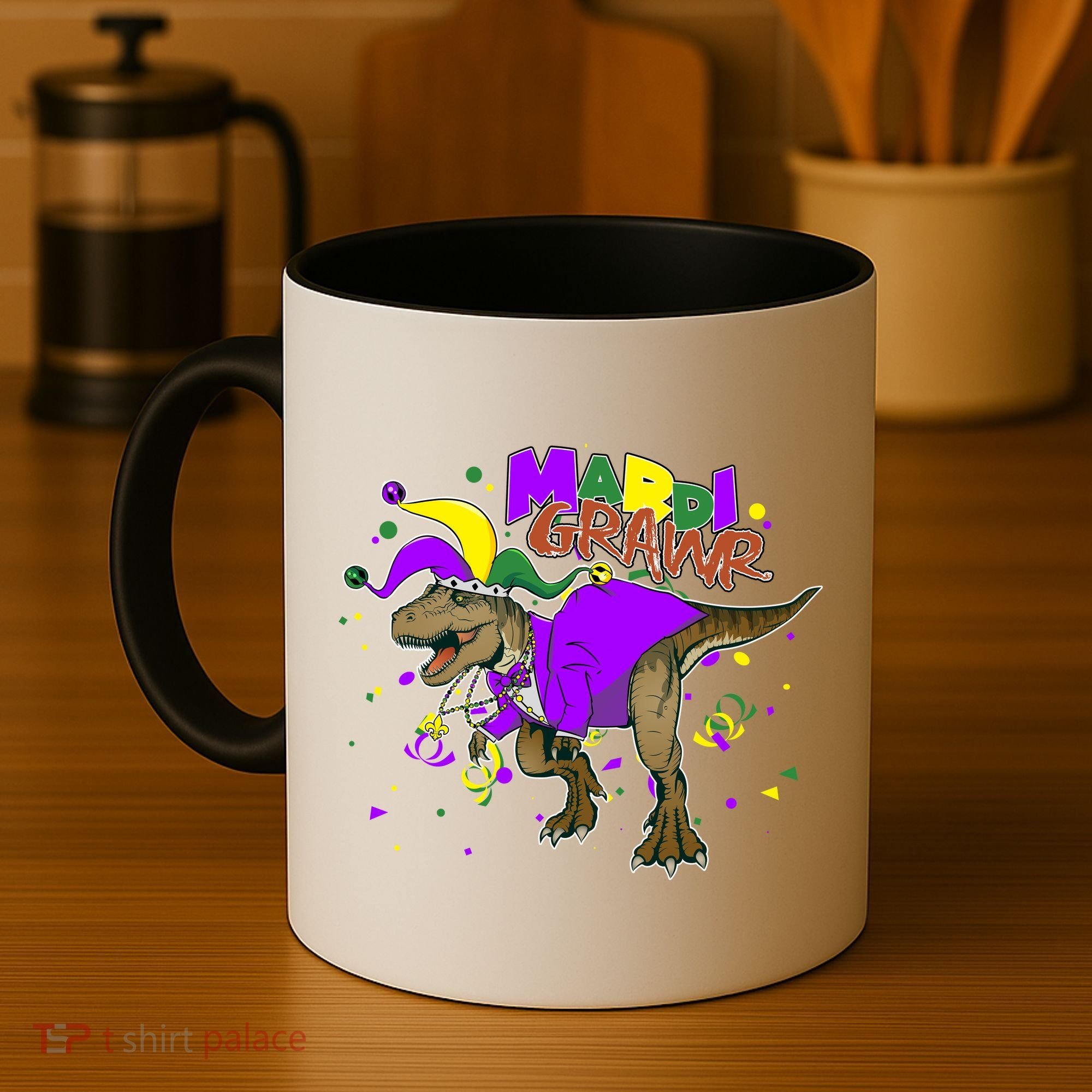 Mardi Grawr T-Rex Coffee Mug