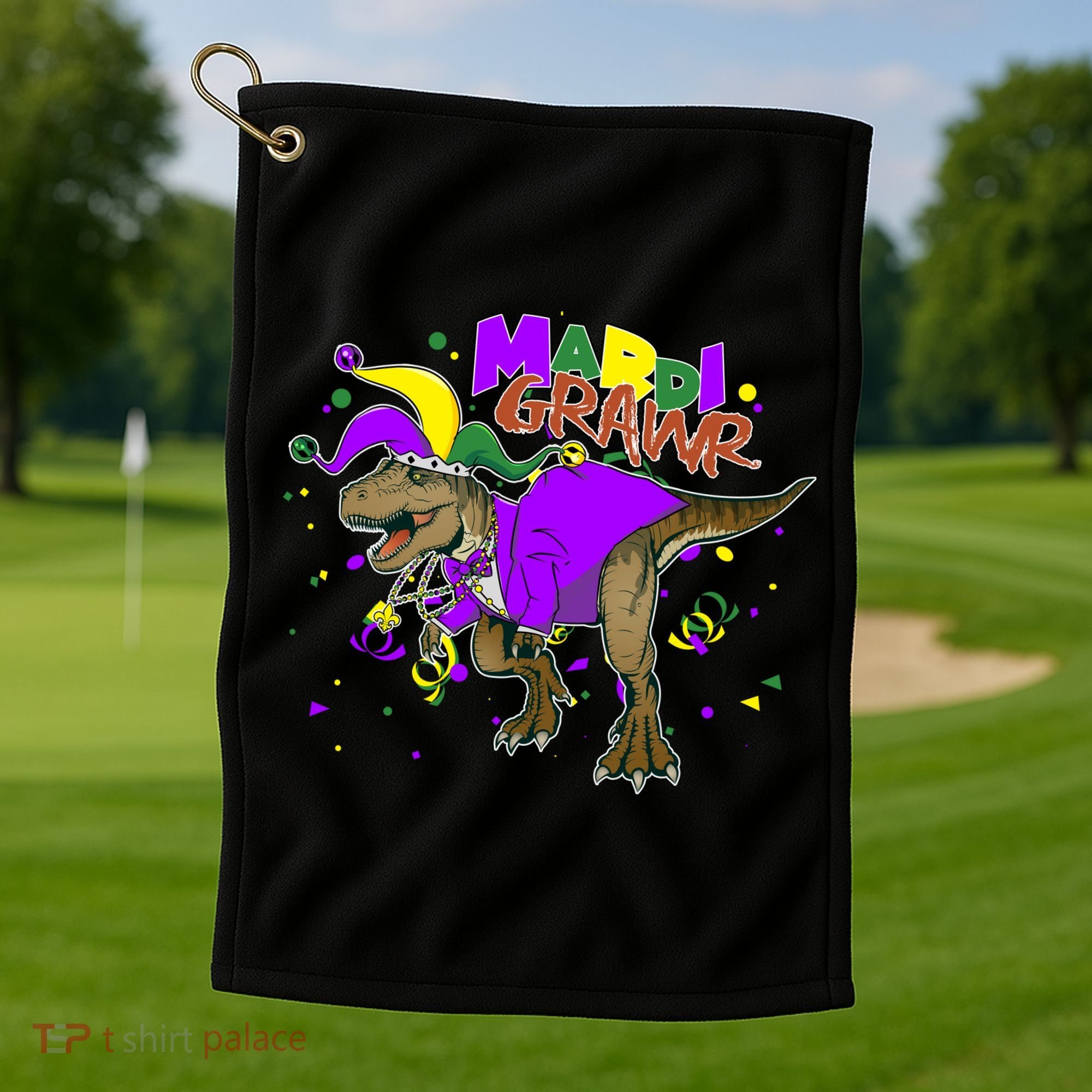 Mardi Grawr T-Rex Golf Towel
