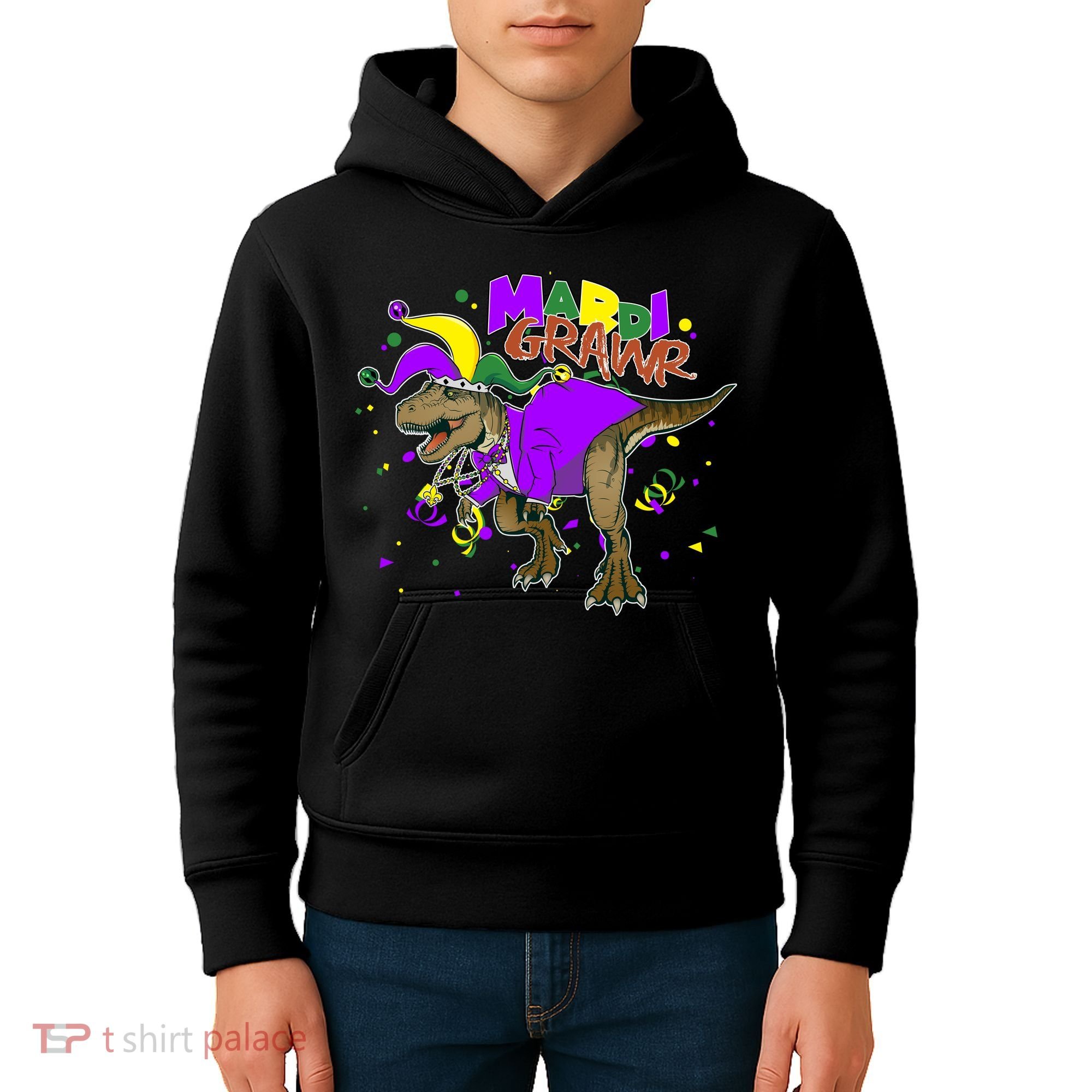 Mardi Grawr T-Rex Kids Hoodie