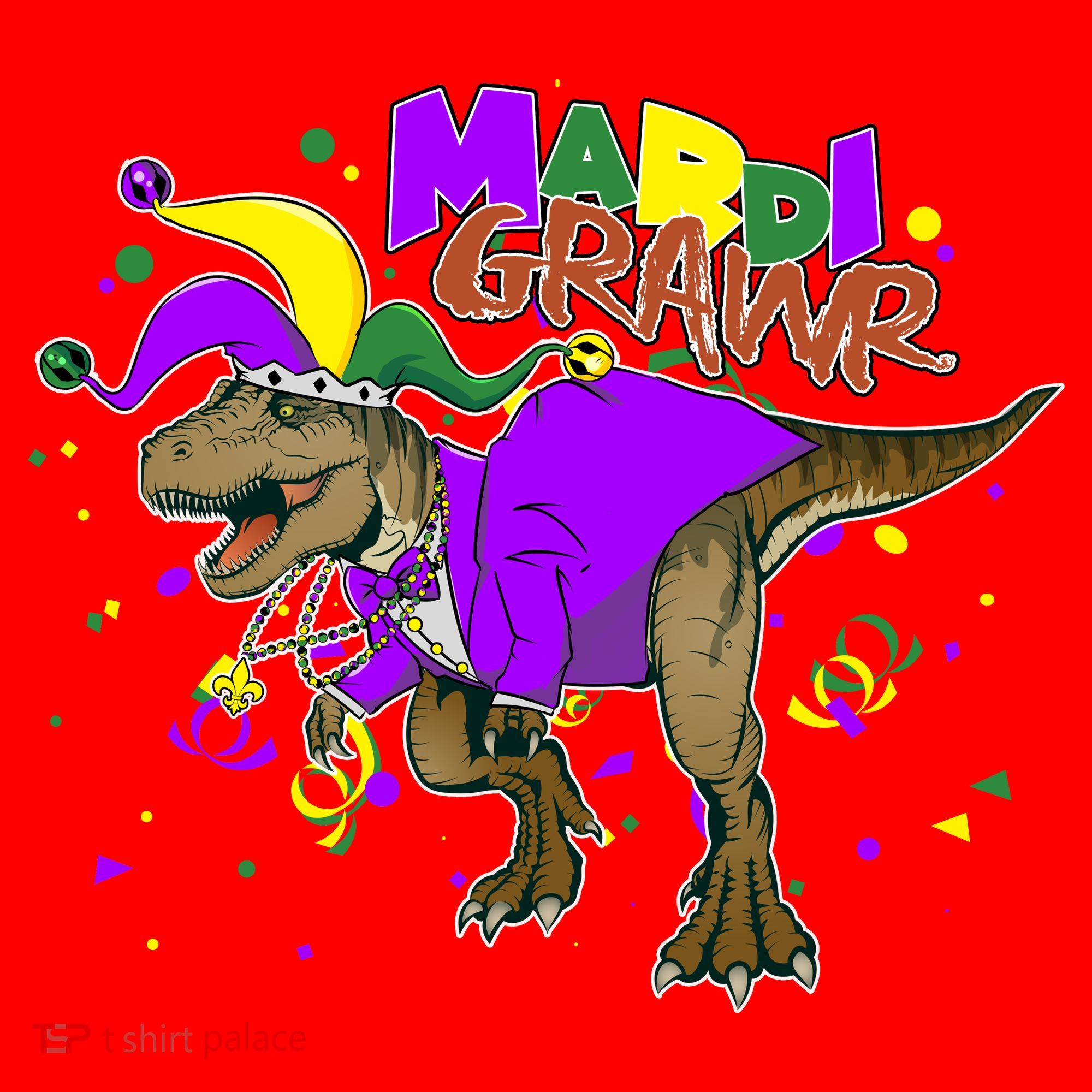 Mardi Grawr T-Rex Santa Hat