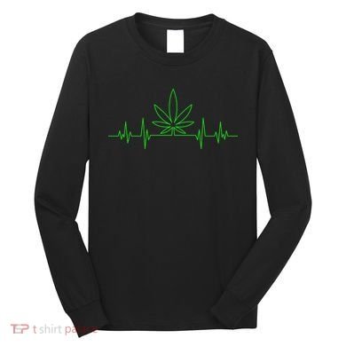 Marijuana Leaf Heartbeat Long Sleeve Shirt