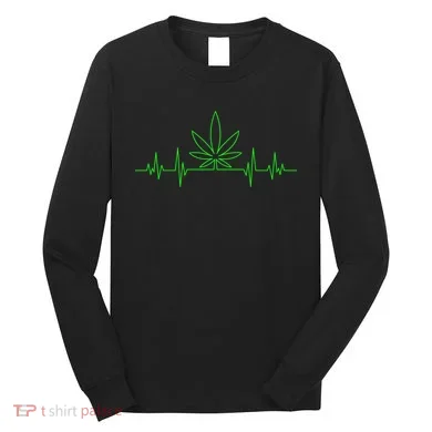 Marijuana Leaf Heartbeat Long Sleeve Shirt