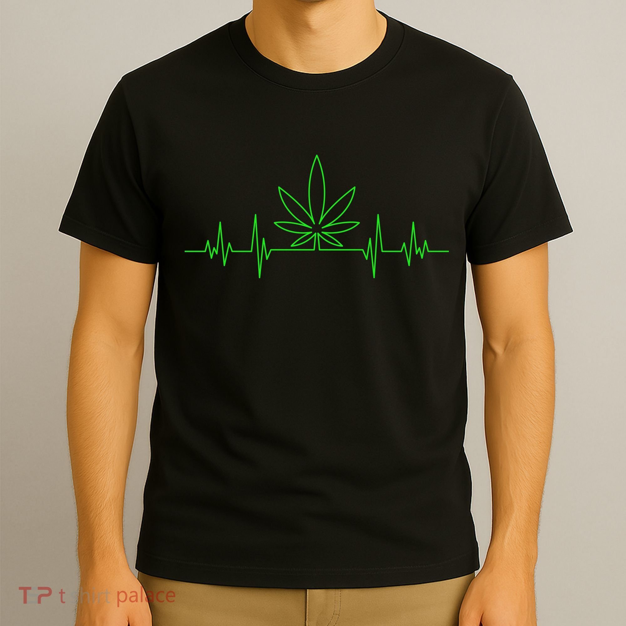 Marijuana Leaf Heartbeat T-Shirt