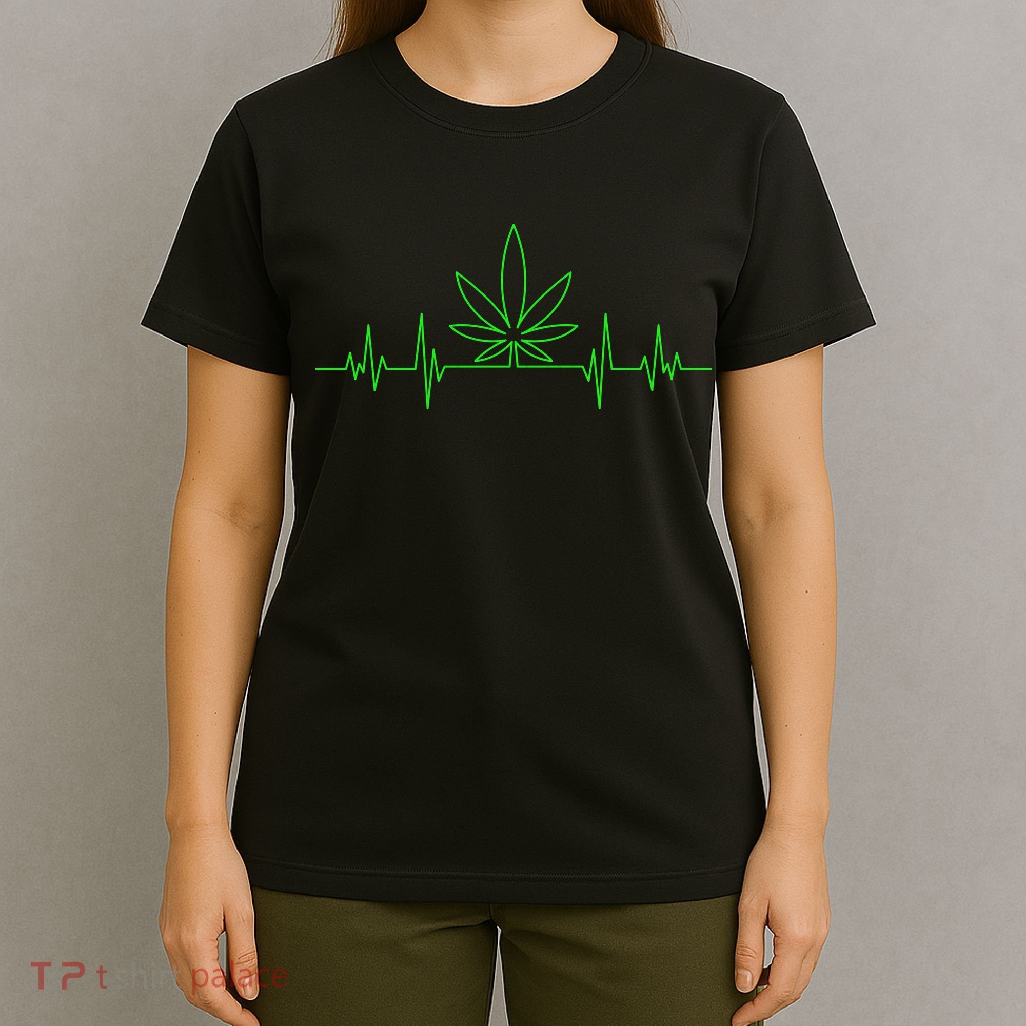 Marijuana Leaf Heartbeat T-Shirt
