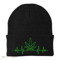Marijuana Leaf Heartbeat Beanie thumb 0