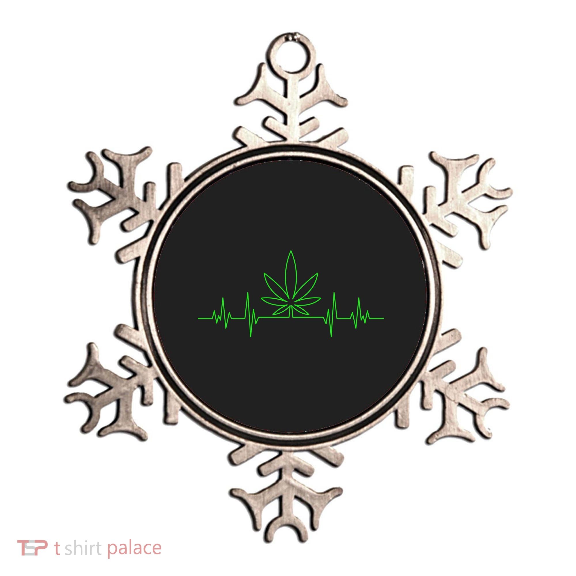 Marijuana Leaf Heartbeat Ornament