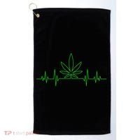 Marijuana Leaf Heartbeat Golf Towel thumb 0