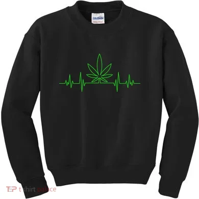 Marijuana Leaf Heartbeat Kids Sweatshirt