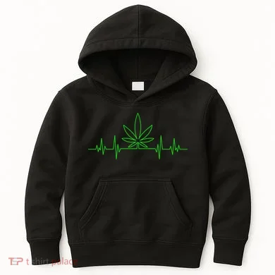 Marijuana Leaf Heartbeat Kids Hoodie