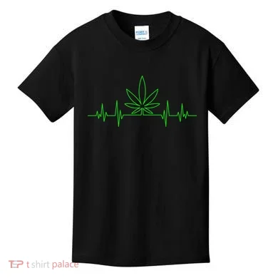 Marijuana Leaf Heartbeat Kids T-Shirt