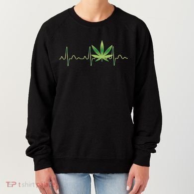 Marijuana Weed Leaf Heartbeat Pulse Women's Sweatshirt