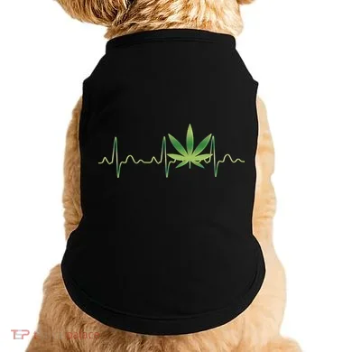 Marijuana Weed Leaf Heartbeat Pulse Doggie Tank