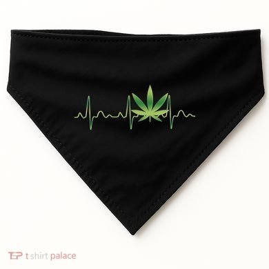 Marijuana Weed Leaf Heartbeat Pulse USA-Made Doggie Bandana
